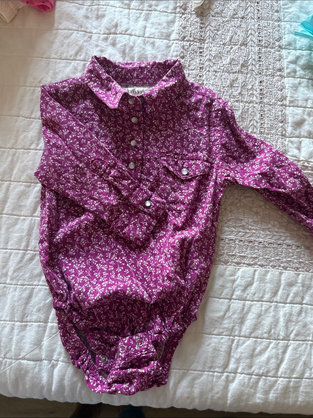 Shyanne Purple Floral Button-Down Onesie
